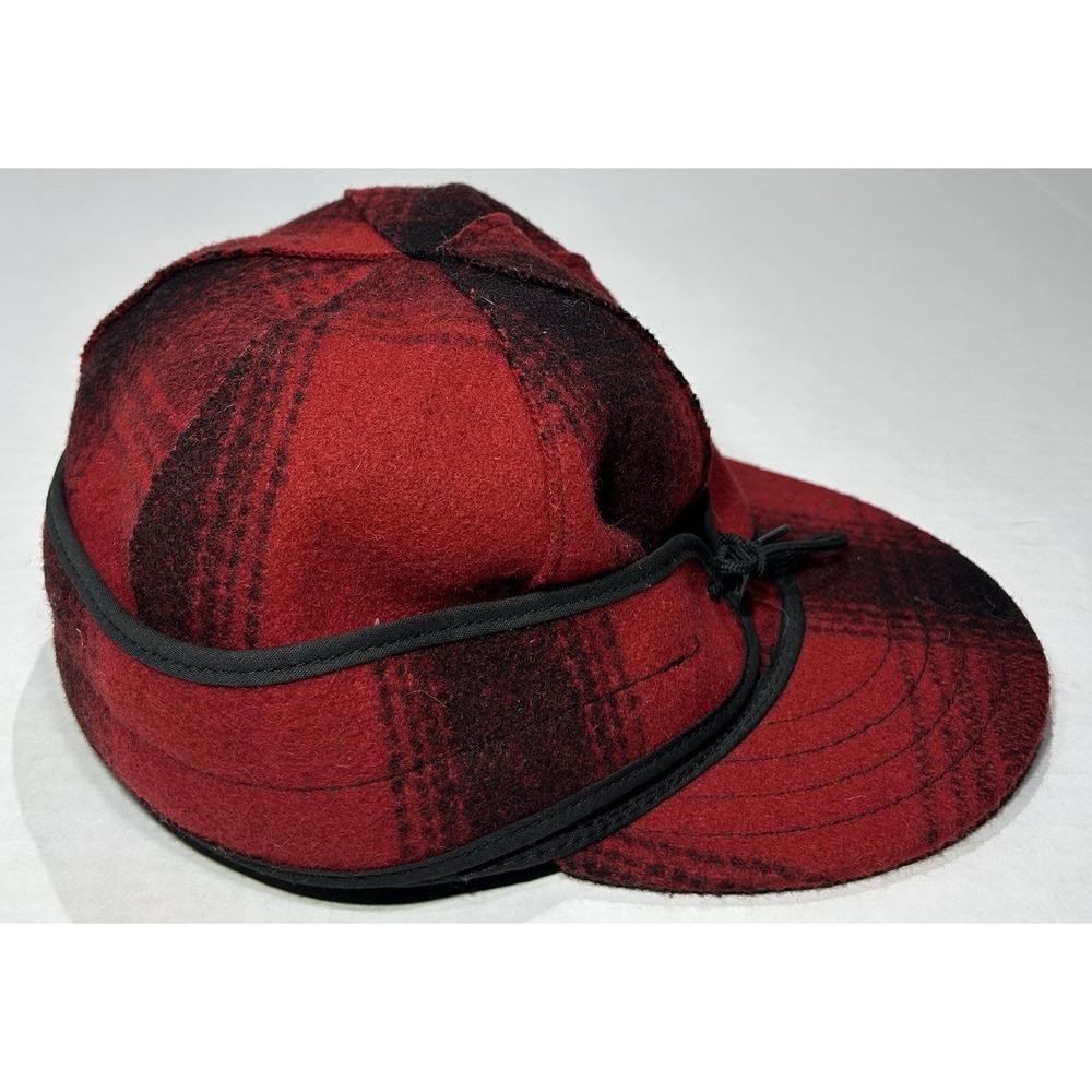 Stormy Kromer 7 1/4 Rancher Red Buffalo Plaid Wool Insulated Trapper Hat USA